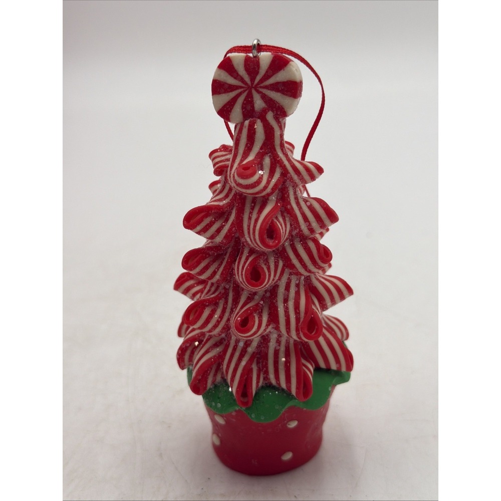 K&K Interiors Red Stripe Polka Dot Peppermint Candy Christmas TREE Ornament New